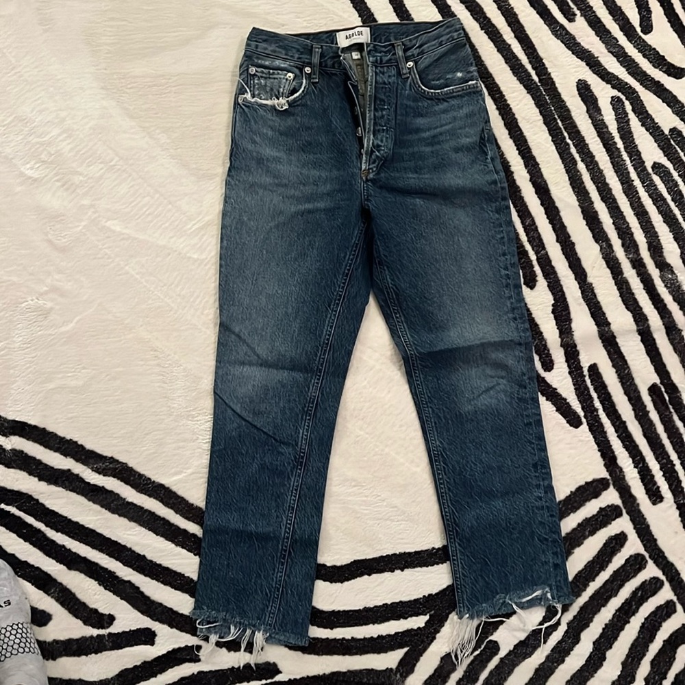 AGOLDE dark wash cropped jean